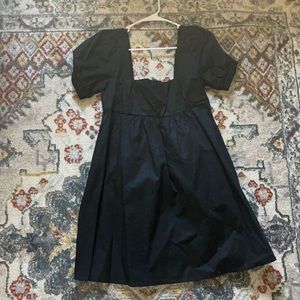 nwt black square neck puff sleeve mini dress